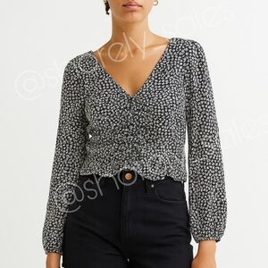 H&M Black and White Floral Blouse